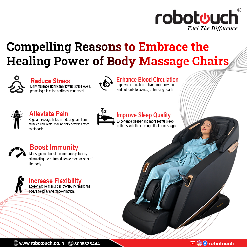 Body Massage Chairs at Robotouch are of high quality and skin-friendly. It is one of the leading massage chair manufacturers in India.